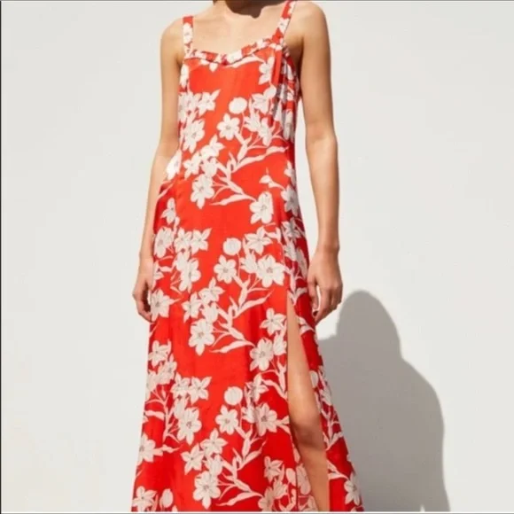 🔥ZARA| Satin Print Dress with side slit - Picture 6 of 6